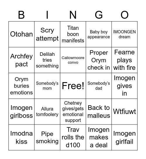 ITFC C3 e81 Bingo Card