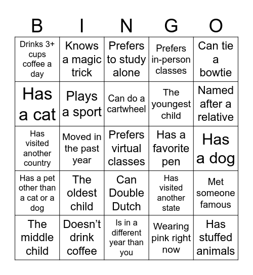 College of Pharmacy BINGO Card