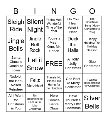 Christmas Bingo! Bingo Card