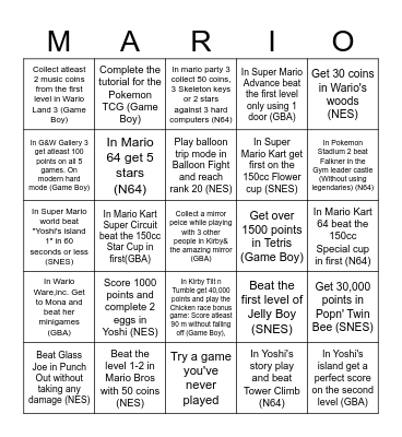 Nintnedo Online Bingo Card