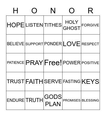 SUSTAIN PRIESTHOOD AUTHORITY OF GOD  Bingo Card