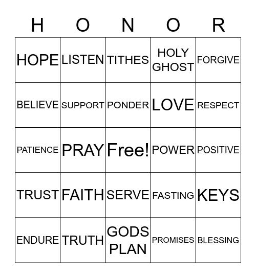 SUSTAIN PRIESTHOOD AUTHORITY OF GOD  Bingo Card