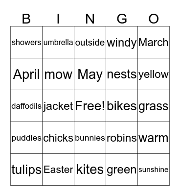 Spring Bingo Card