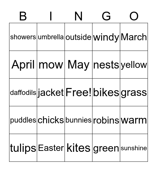 Spring Bingo Card