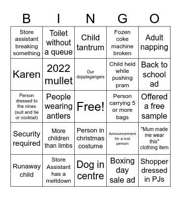 Xmas Eve Eve Bingo 2023 Bingo Card
