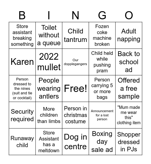 Xmas Eve Eve Bingo 2023 Bingo Card