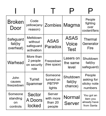 IITPP Christmas Bingo Card