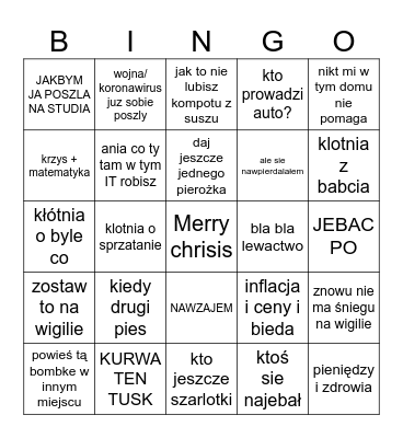 Bingo święta 2023 Bingo Card