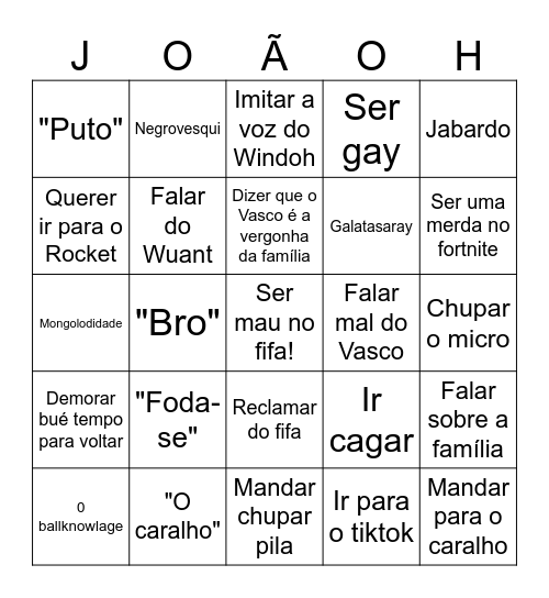 João Bingo Card