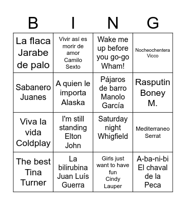 MUSICAL Bingo Card