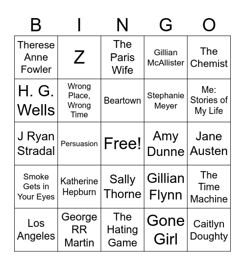 WildFlyer Book Club 2023 Bingo Card