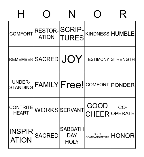 SUSTAIN PRIESTHOOD AUTHORITY OF GOD Bingo Card