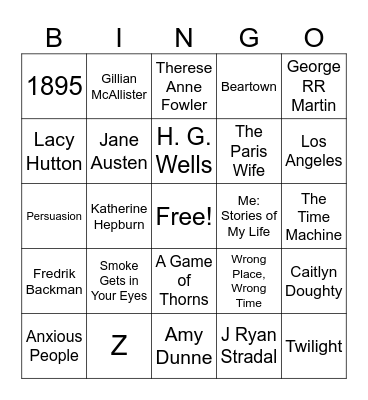 WildFlyer Book Club 2023 Bingo Card