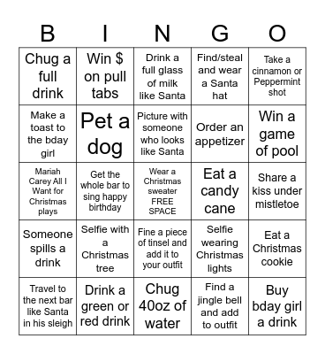 Ashleigh’s 40th Birthday Bar Crawl Bingo Card