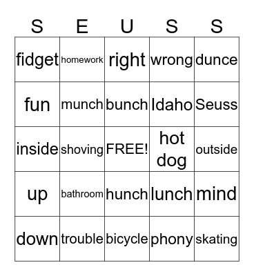 Hunches in Bunches Bingo Card