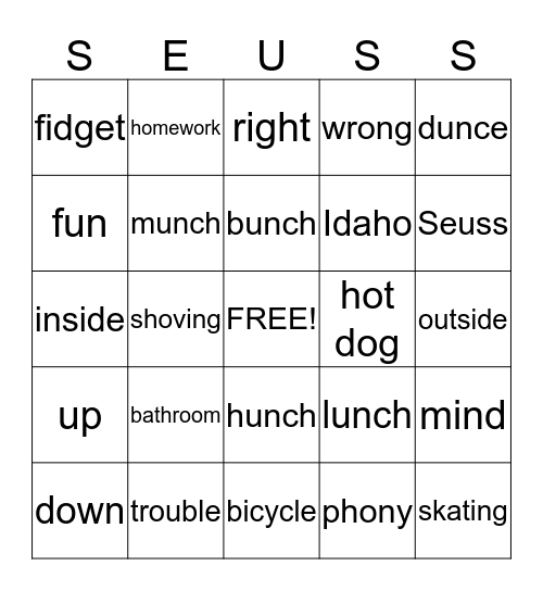 Hunches in Bunches Bingo Card