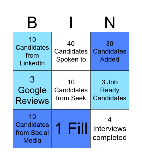 Recruiter Bingo Card