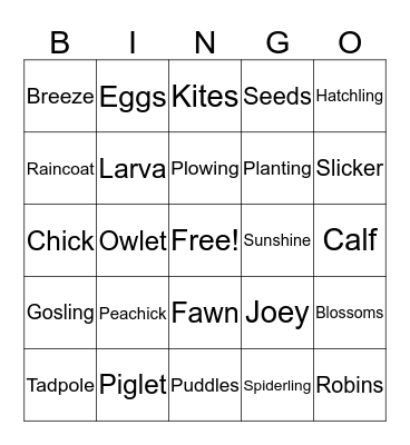 Spring Bingo Card