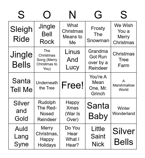 Christmas Bingo Card