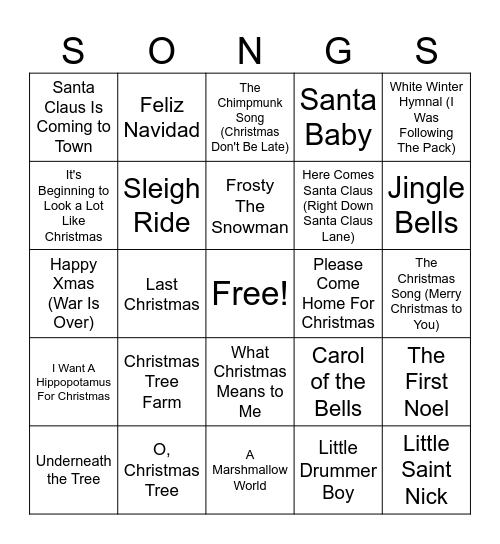 Christmas Bingo Card