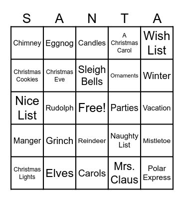 Christmas Bingo Card