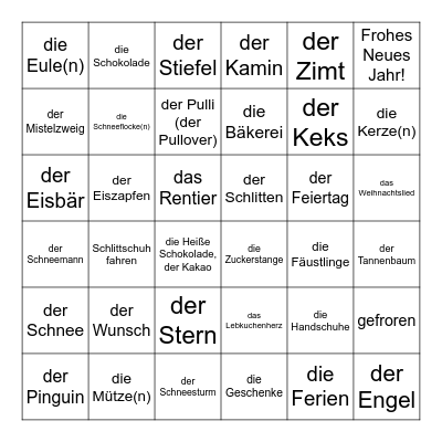 Winter Wörter Bingo Card