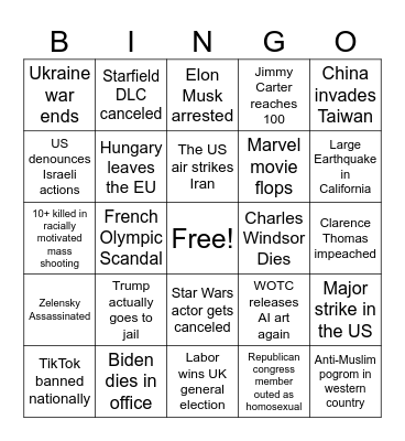 2024 Bingo Card