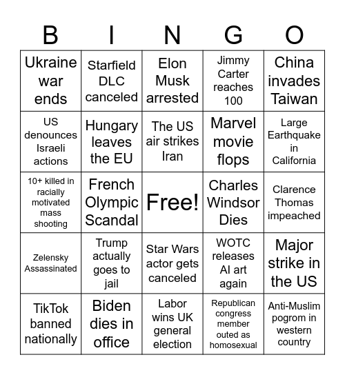 2024 Bingo Card