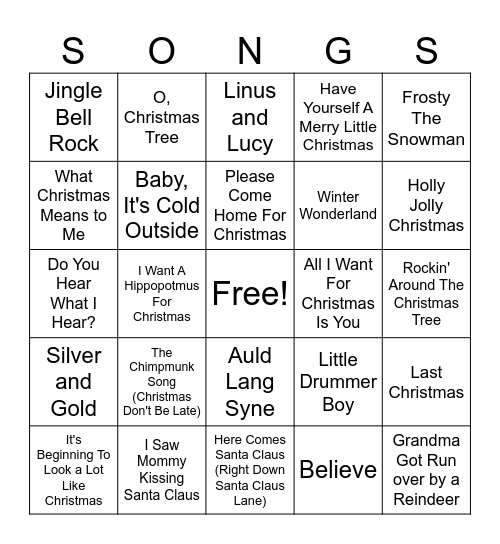 Christmas Bingo Card