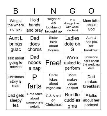 Her Fam Bingo Card