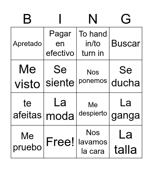 Spanish III Bingo Card