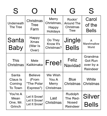 Christmas Bingo Card
