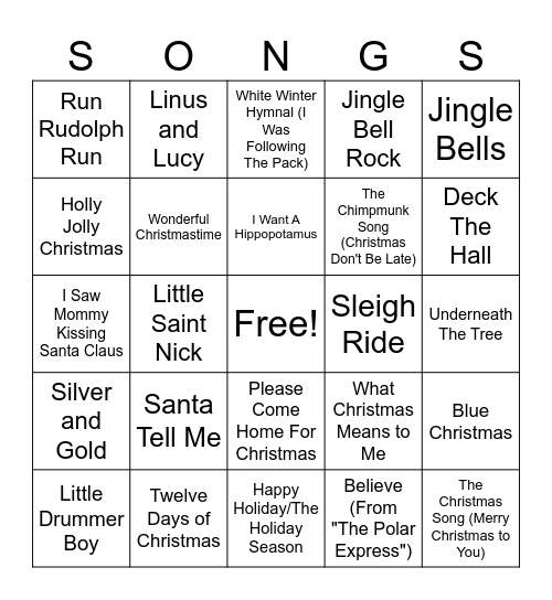 Christmas Bingo Card