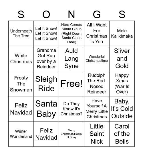 Christmas Bingo Card