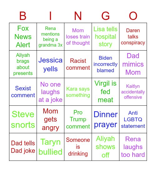 Merry Xmas Ya Filthy Animals Bingo Card