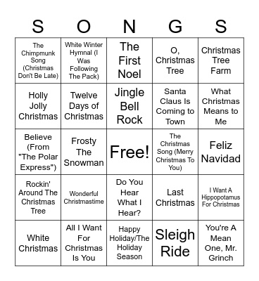 Christmas Bingo Card