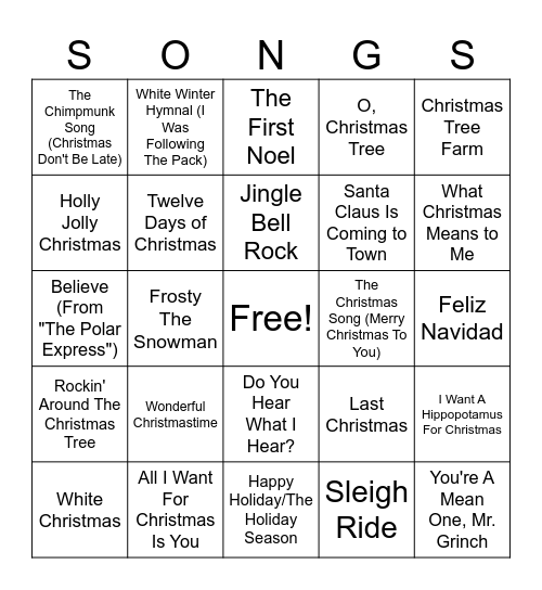 Christmas Bingo Card