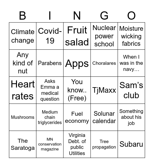Gpa Bingo Xmas 2023 Bingo Card