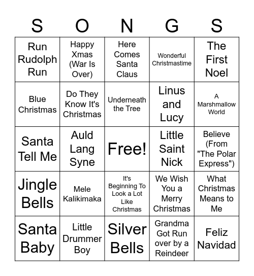 Christmas Bingo Card