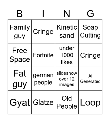 TikTok Bingo Card