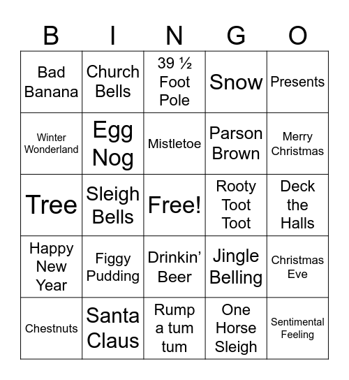 Christmas Bingo by N&N Bingo Card
