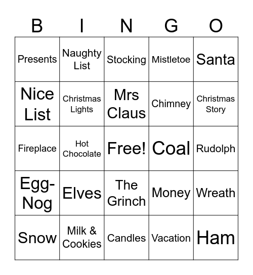 Merry Christmas Ya Filthy Animals Bingo Card