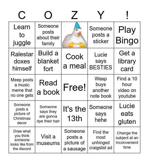 Cozy Corner Bingo Week 3 Bingo Card