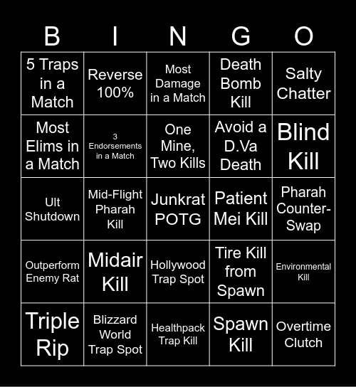 Overwatch "2" Bingo - Rat Edition Bingo Card