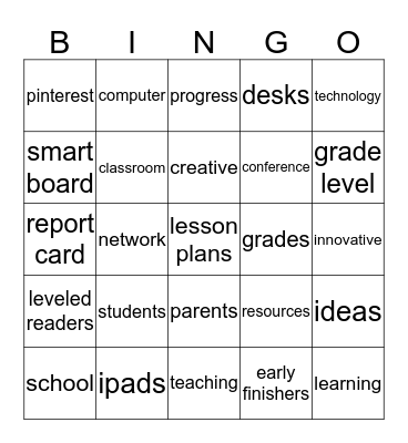 Teacher Bingo Card