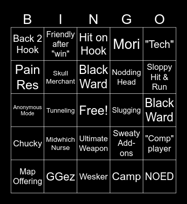Killer Bingo Card Bingo Card