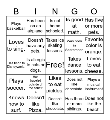 Find someone who... Bingo Card