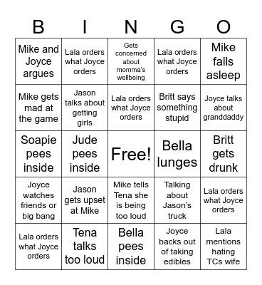 Family Bingo Card