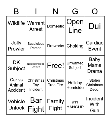 Dispatch Christmas Bingo Card