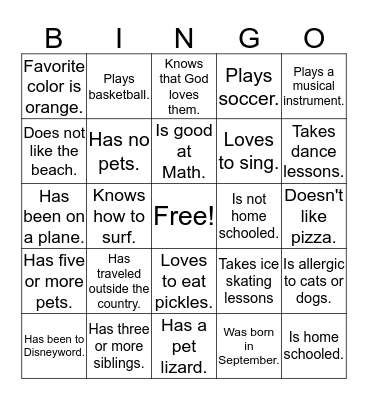 Find someone who... Bingo Card